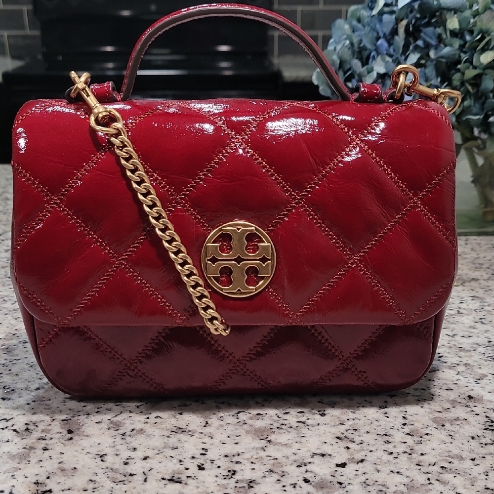 Tory Burch Red Quilted Leather Bag
